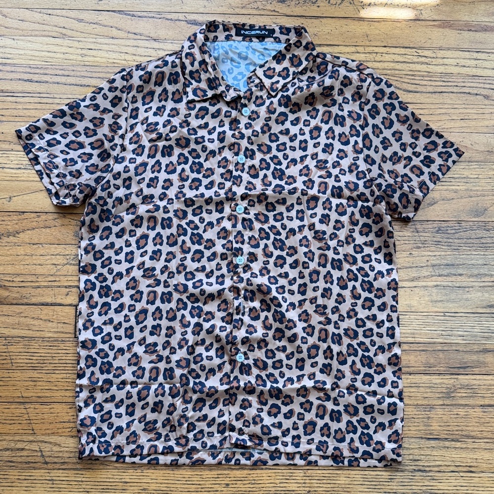 Men's Brown Leopard Print Casual Shirt
